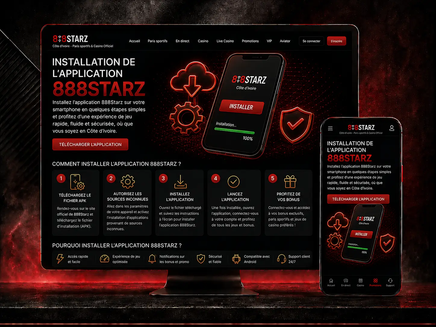 Installation de l’application 888starz : Télécharger sur Android et iOS en Côte D’Ivoire