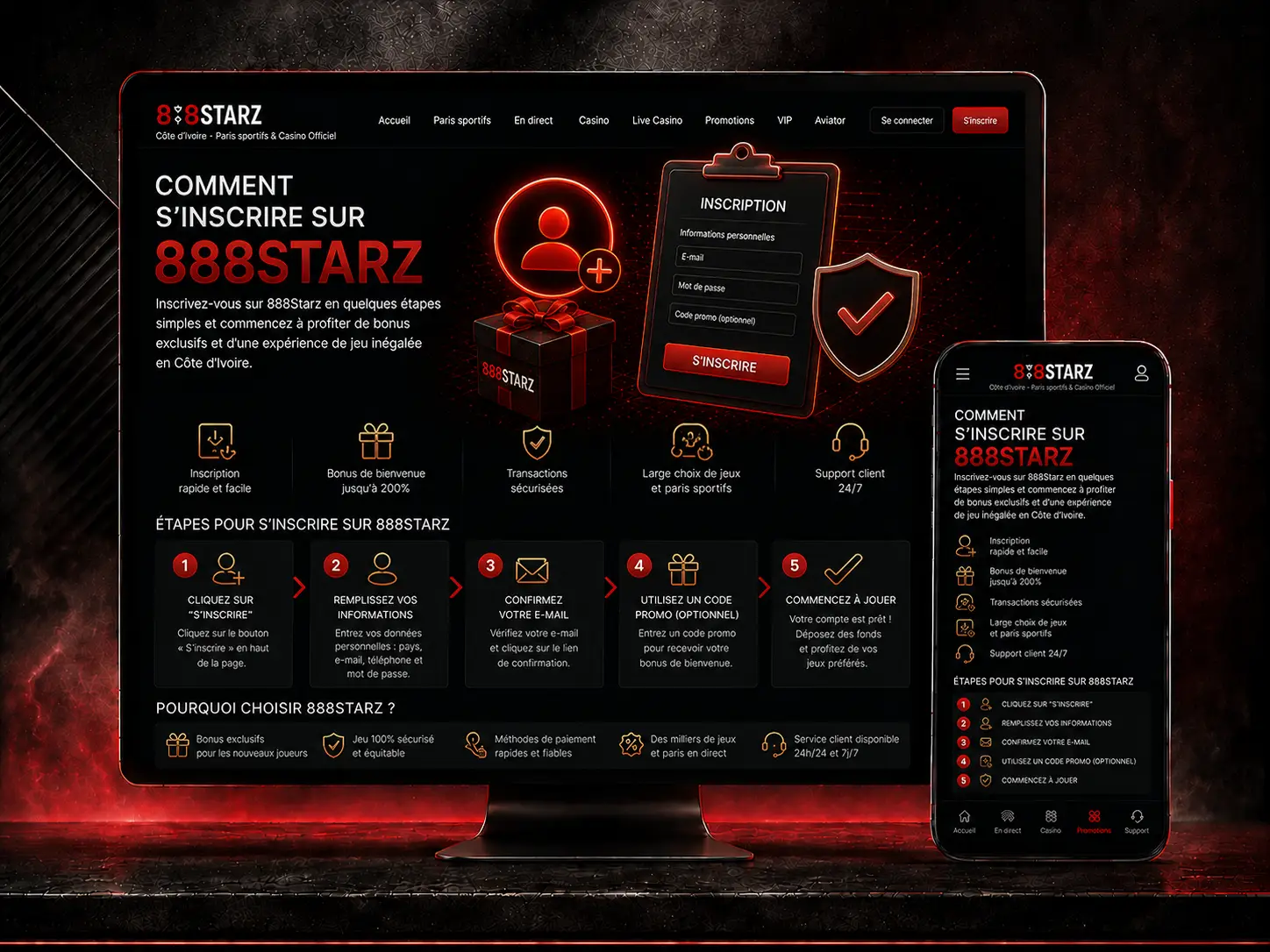 Comment S’inscrire sur 888starz