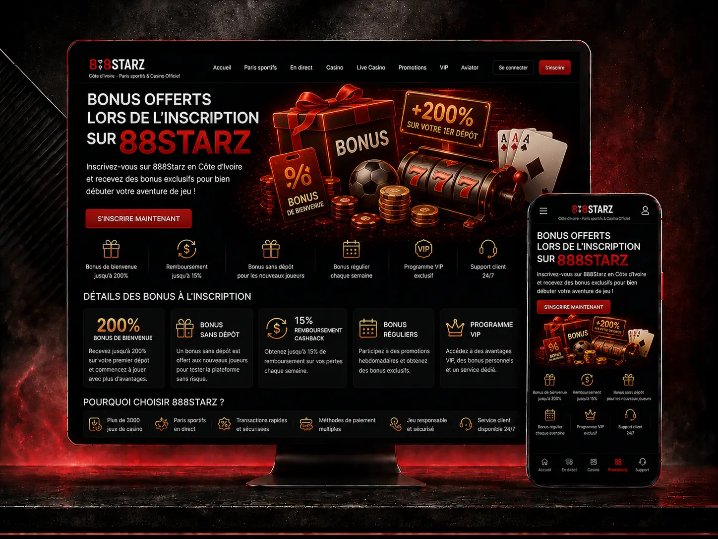 Bonus Offerts Lors de L’inscription sur 888starz